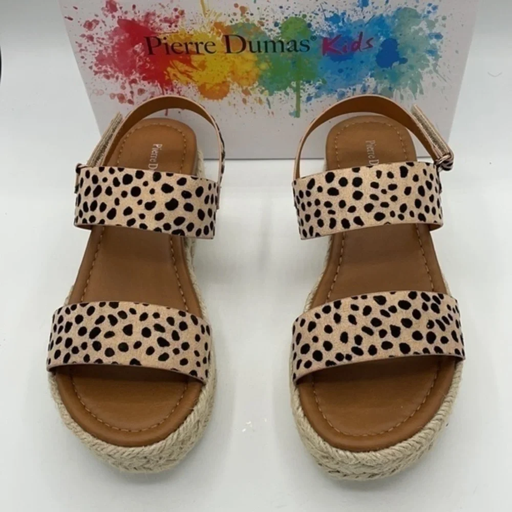 PIERRE DUMAS Cheetah Stud-Accent Magic Sandals
